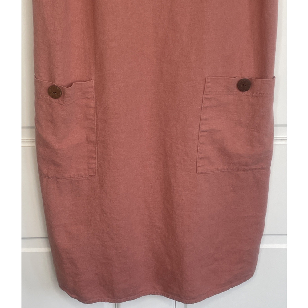 Monteau Linen Blend Dress Women's Size S Ruffle Sleeve Lagenlook Boho Coastal - Picture 3 of 9